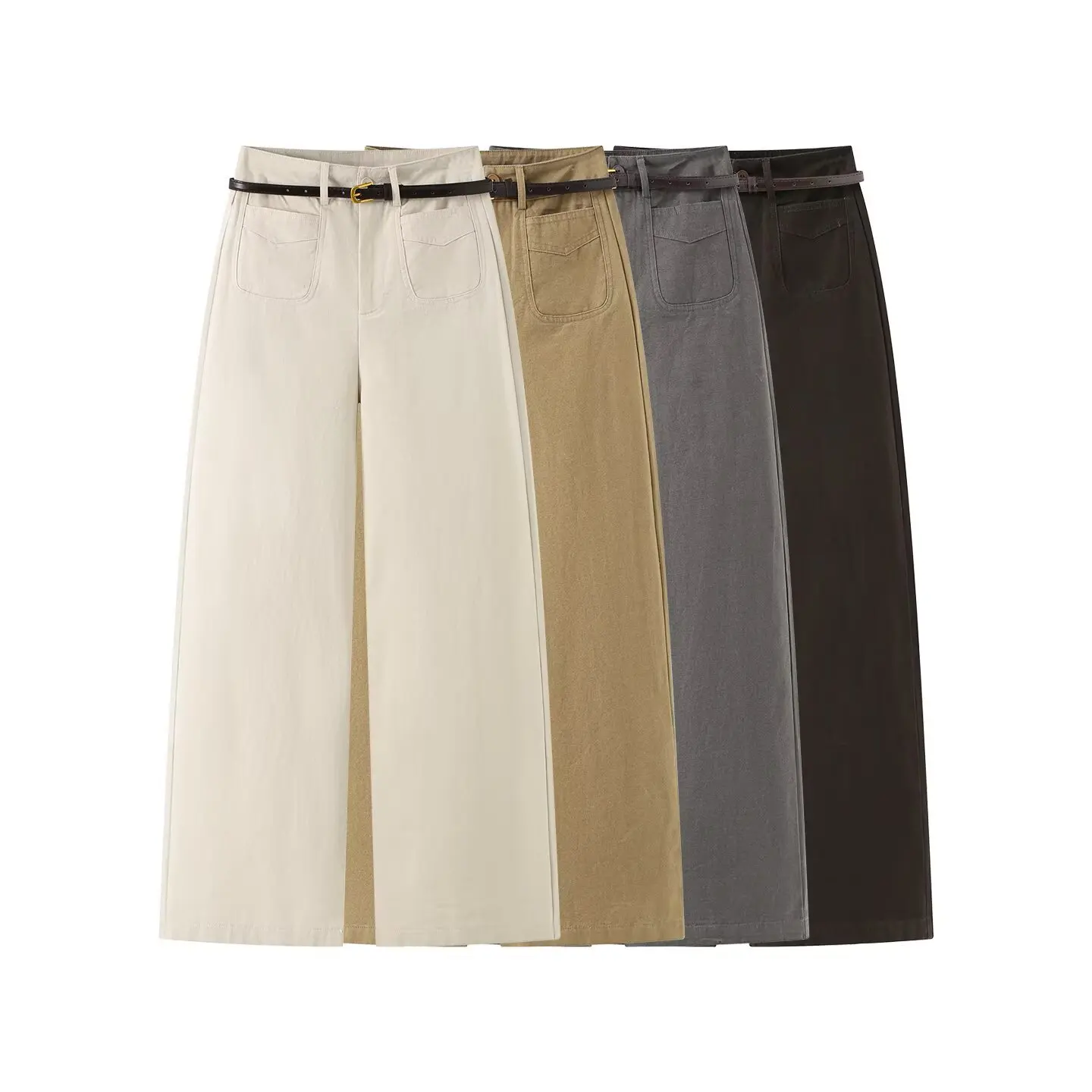 High-waisted loose wide-leg casual pants, new product for autumn 2026, with belt, slim-fitting, versatile, loose straight pants