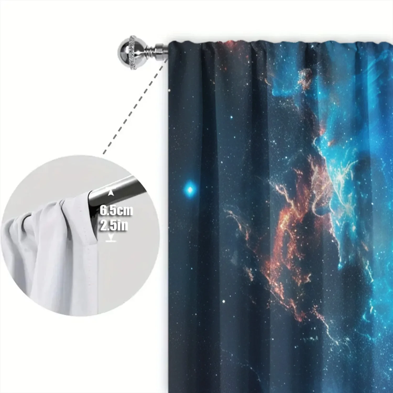 2pcs Astronaut Printed Curtain for Home Decor - Rod Pocket Window Treatment for Bedroom, Office, Kitchen, Living Room, and Study