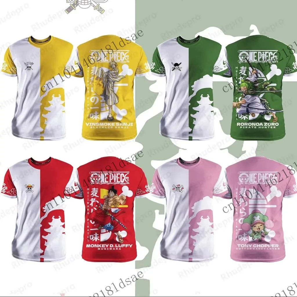 

2526 One Piece Men's Summer New 3D Round Neck T-shirt Street Leisure Sports Large Top Oversized One Piece Luffy
