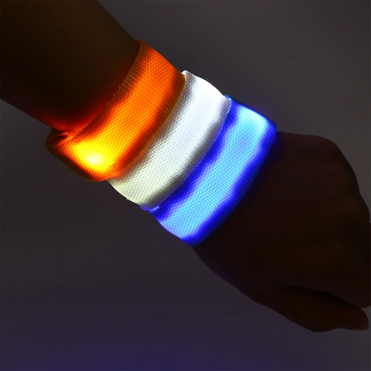 

5Pcs Glowing Bracelets LED Wristbands Night Running Cycling Security 10 Hour Easy Replace Soft Material