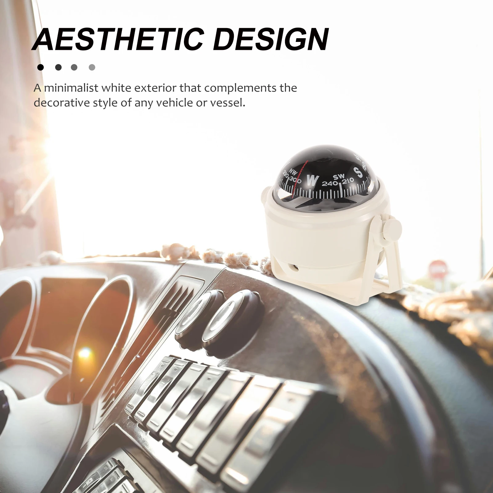 

Boat Compass Car Dashboard White Iron Vehicle Compact Size Off Road ATVs Camping Trips Travel Explore New Places Marine Decor