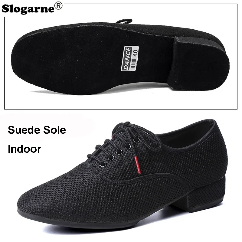 Male Latin Dance Shoes Men Salsa Jazz Dancing Boys Ballroom Modern Tango Shoes Black Mesh Soft Sole Man Training Sneakers 39-46