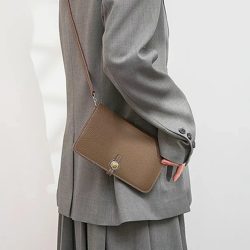 Custom Name Luxury Crossbody Bag Fashion Woman Long Wallet Travel Party Lady Cowhide Card Holder Coin Purse Engraving Phone Bag view 5