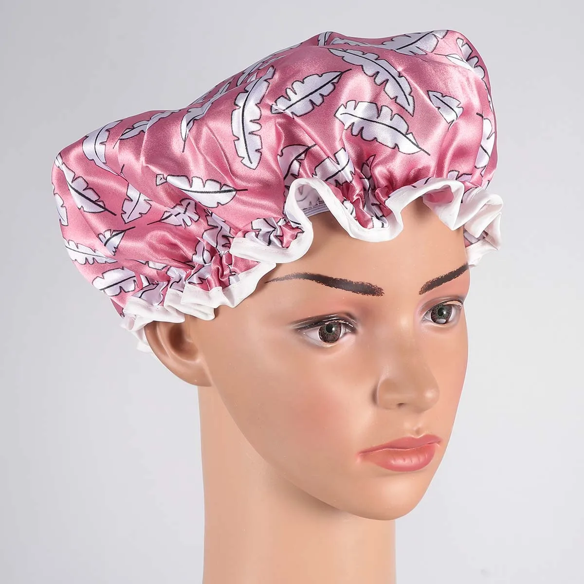 

2pcs Thick Bathing Caps Shower Hat Double Layer Printing Hair Protective Salon Use Comfortable Durable