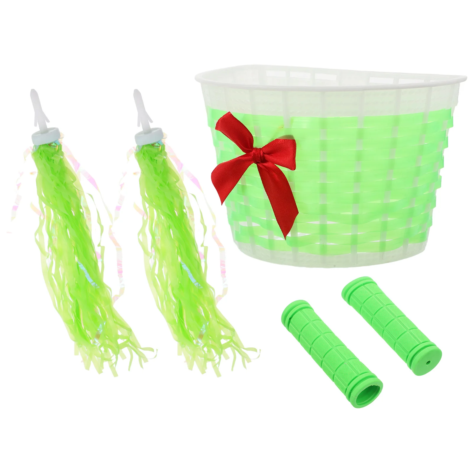 1Set Kids Bicycle Front Basket Colorful Handle Streamers Decorative Bike Handlebar Accessories for Outdoor Riding Boys Girls