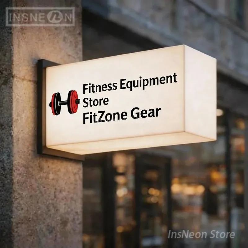 Signvia FitZone Gear Acrylic LED Light Box, Custom Shape High Brightness Wall Mount Backlit Sign for Fitness Gym Store
