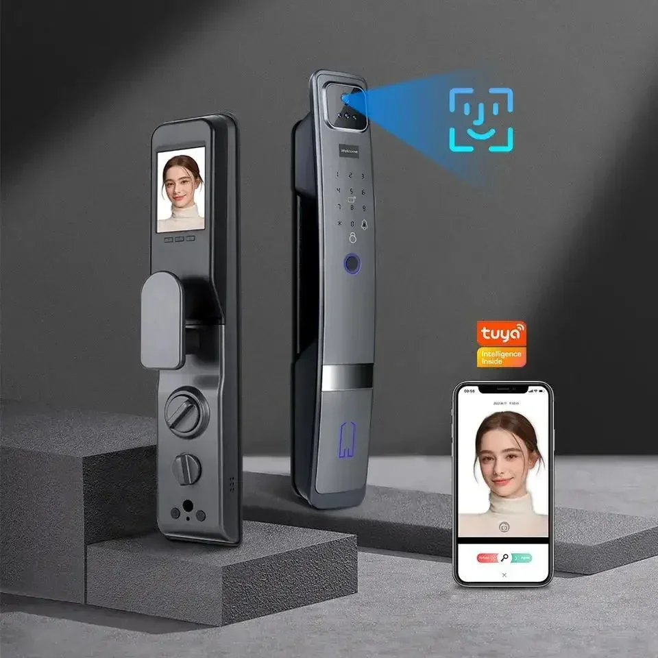 Imagem -04 - Smart Fingerprint Door Lock com Câmera Digital 3d Reconhecimento Facial Tuya App Inglês Russo Espanhol Português Voz Wifi