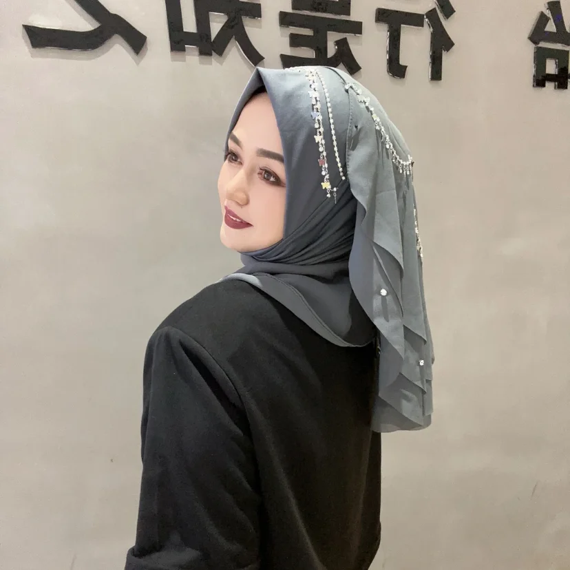 Chains Decor Moslem Islamic Girls Wrap Hijab Wears