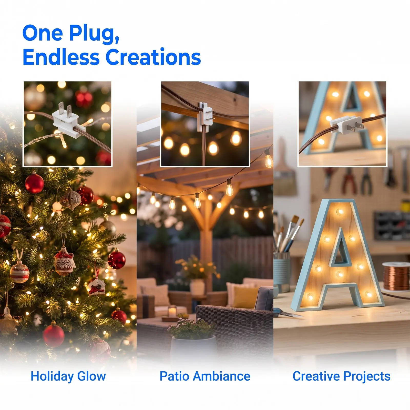 4Pcs Us Standard Lamp Cord Flat Plug White 8A 125V Clamp on Quick Connect Plug for Indoor Light String Repair DIY Lamp Power
