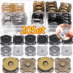 20Sets Magnetic Snap Fasteners Clasps Buttons Handbag Purse Wallet Craft Bags Parts Mini Adsorption Buckle 14/18mm Wholesale