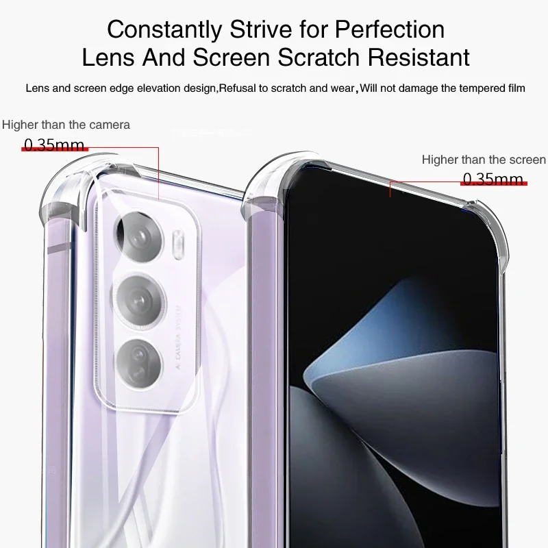 Air Bag Anti Drop Phone Case for OPPO Reno12 Reno 12 Pro 12Pro 5G Thickened TPU Transparent Defence Protect Corners Bumper Cover