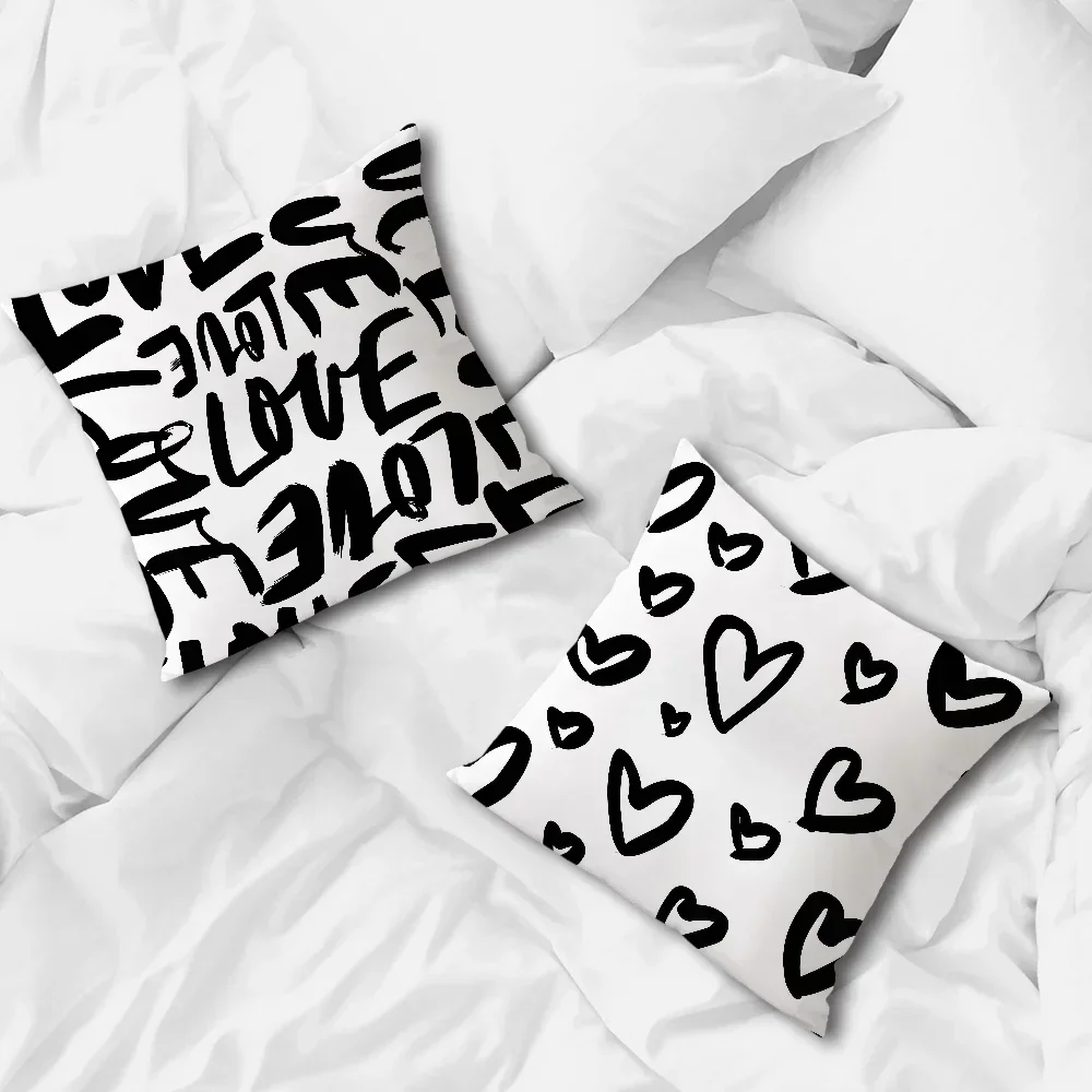 Black Comfortable Abstract Soft Stripe Pillow Case White Art Sofa Geometric Living Room Home Office Decor Protective Covers - view 5