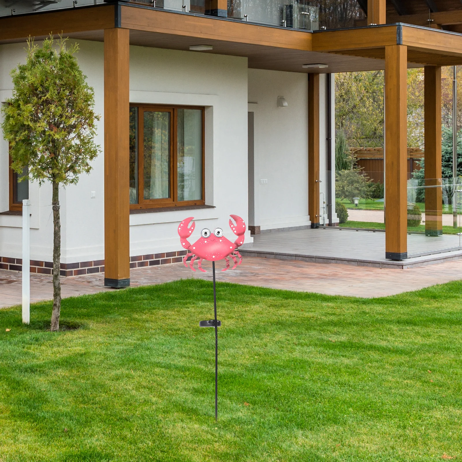 مصباح حديقة يعمل بالطاقة الشمسية على شكل سرطان البحر من الحديد المطاوع في الهواء الطلق، مقاوم للماء، منظر طبيعي ممتاز للممر والفناء والحديقة #3