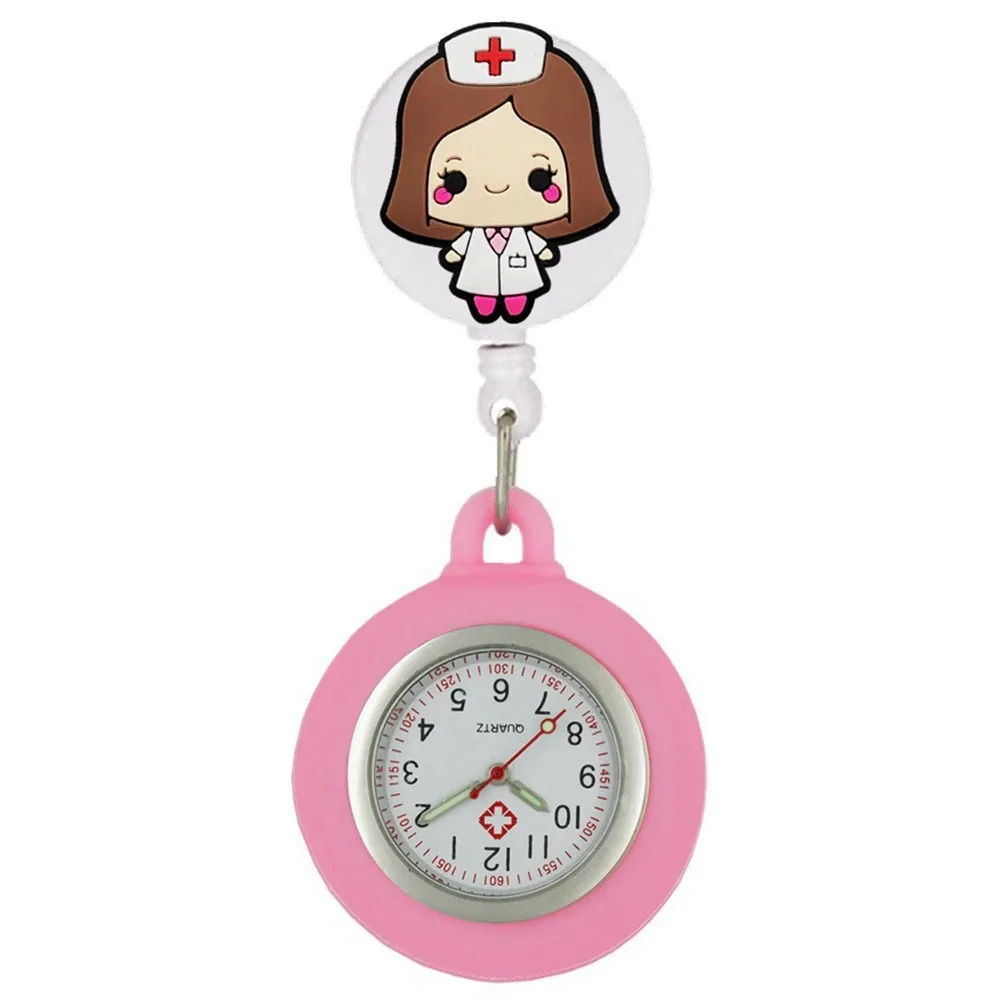 Wholesale Cartoon FOB Pocket Watches Silicone Retractable Clip Hang Clock Simple Design Fashion Accessories Hang Clock Hospital