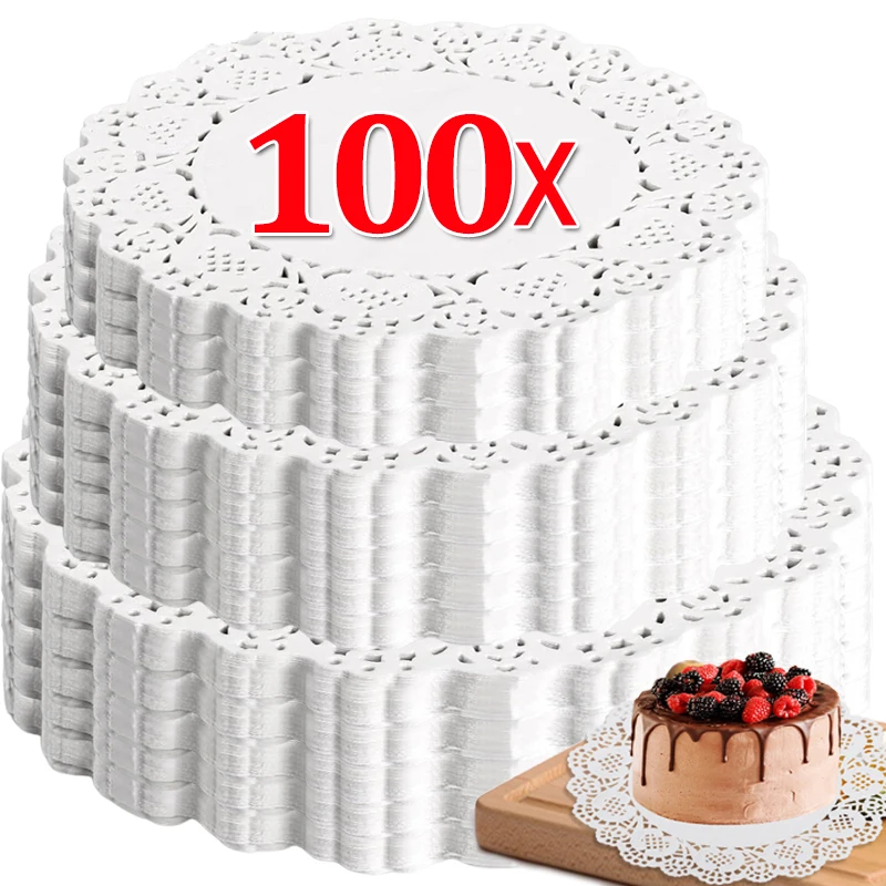 Round Baking Papers Round Lace Cake Tableware Mats Fried Food Oil Absorbing Paper Wedding Birthday Party Decorative Mat Paper