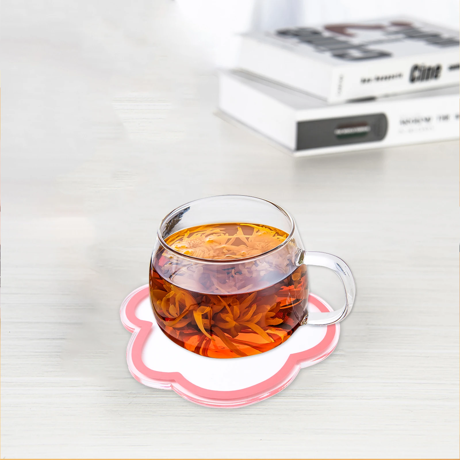 

1pc Acrylic Coasters Heat Insulation Table Mat Cup Mat for Kitchen Home Restaurant Decor Pink Elegant Simple Design