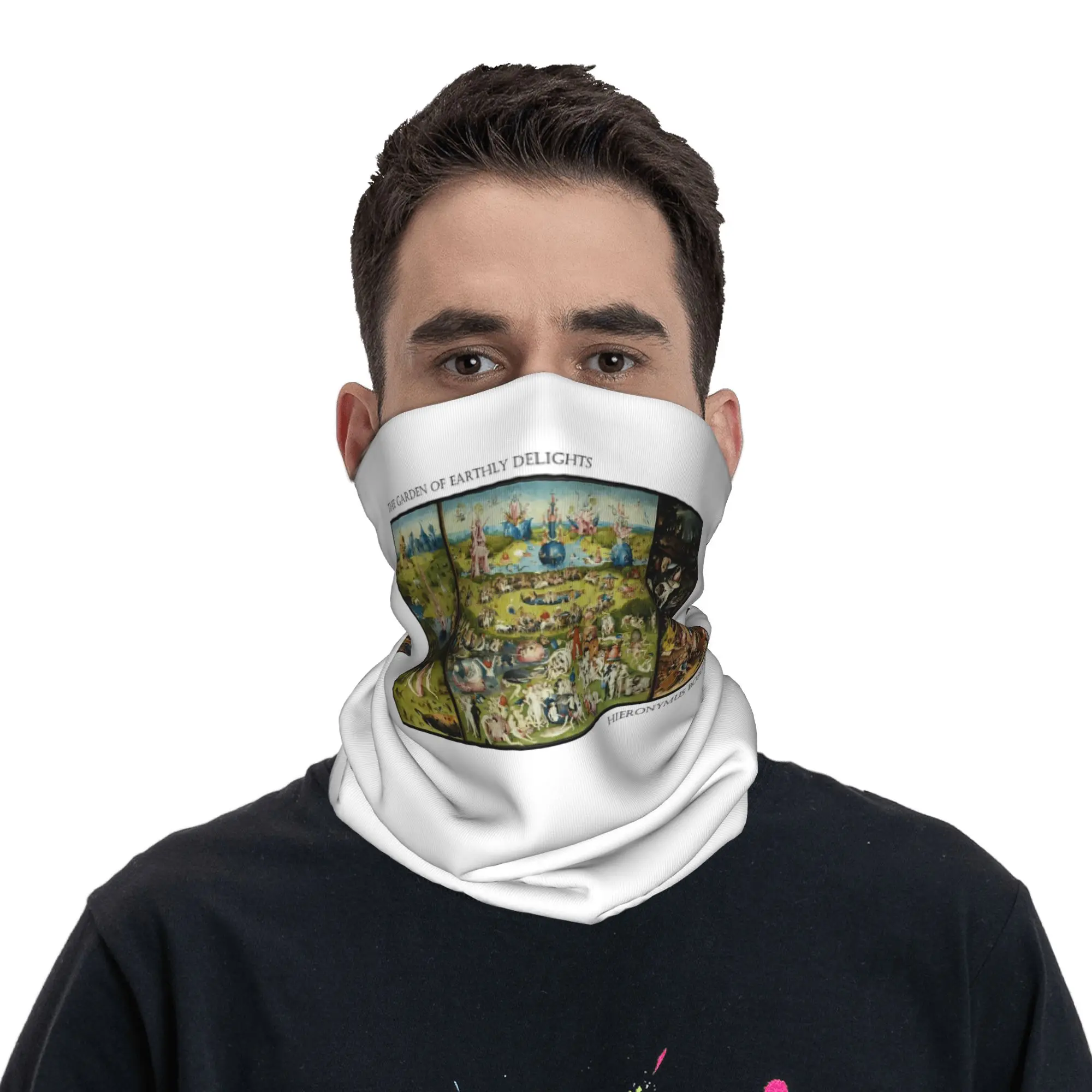 The Garden of Earthly Delights circa 1490 -1510 by Hieronymus Bosch Bandana Neck Gaiter Mask Scarf Cycling Scarf Hiking Fishing