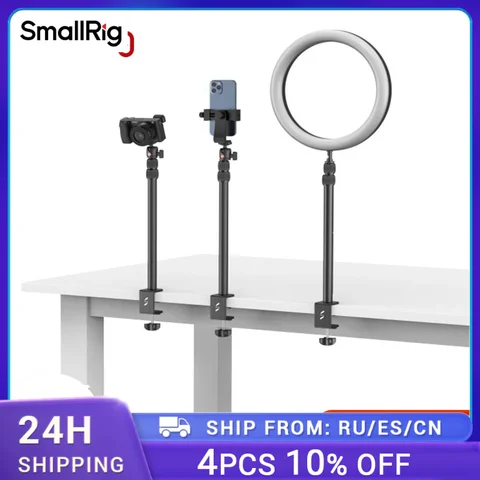 SmallRig Camera Desk Mount Table Stand, suporte de luz ajustável, Tabletop C Clamp para câmera DSLR, Ring Light, Live Streaming, 3488