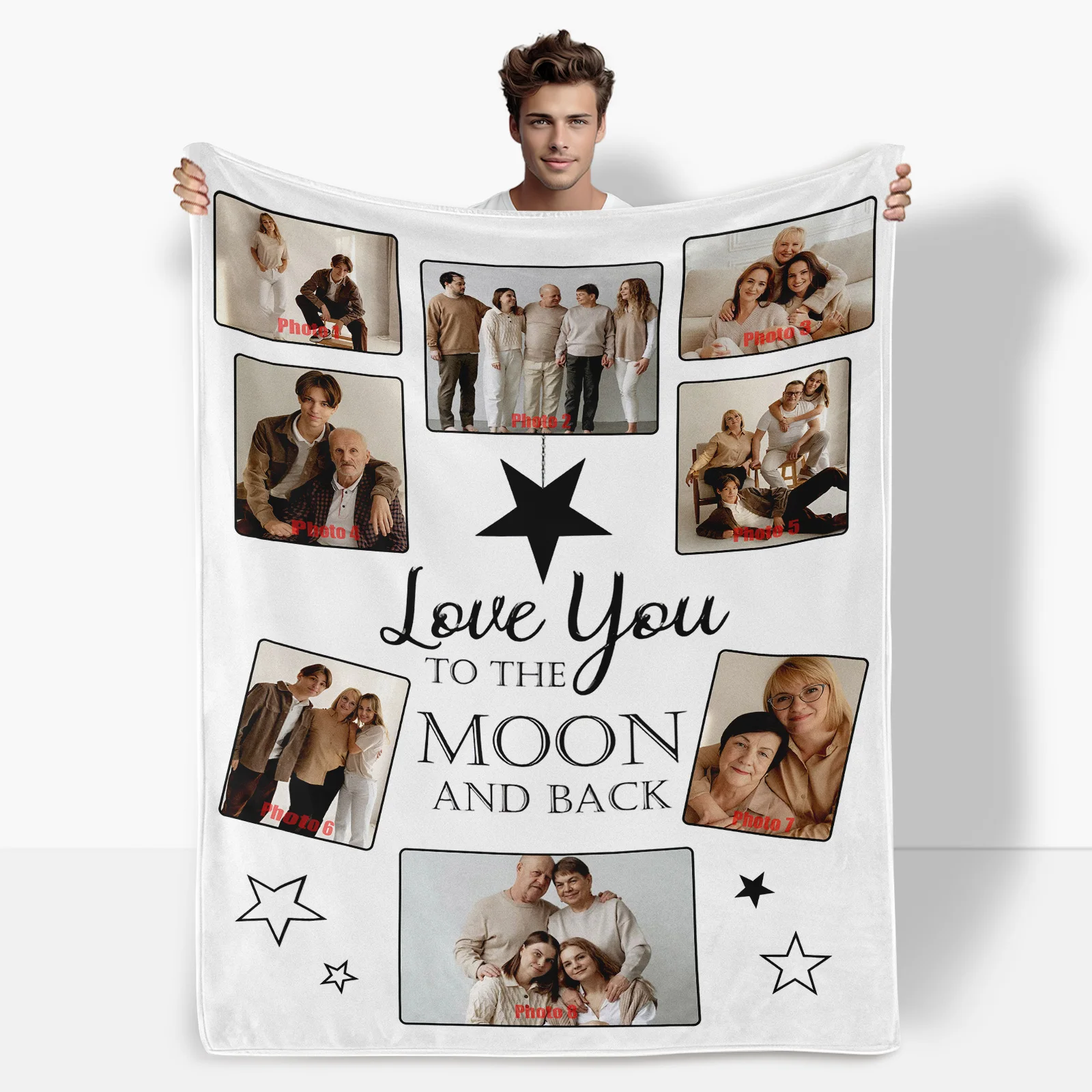

Custom Photo Starry Blanket Personalized Gift For Family Throw Featuring Treasured Memories Heartfelt Keepsake For Home Decor