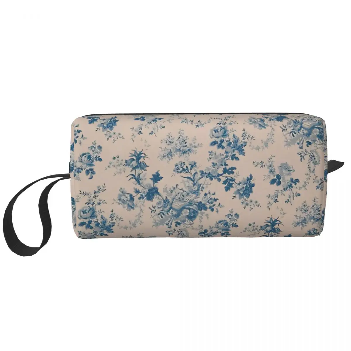 Powder Blue French Antique Large Makeup Bag Waterproof Pouch Travel Cosmetic Bags Toile De Jouy Organizer for Unisex