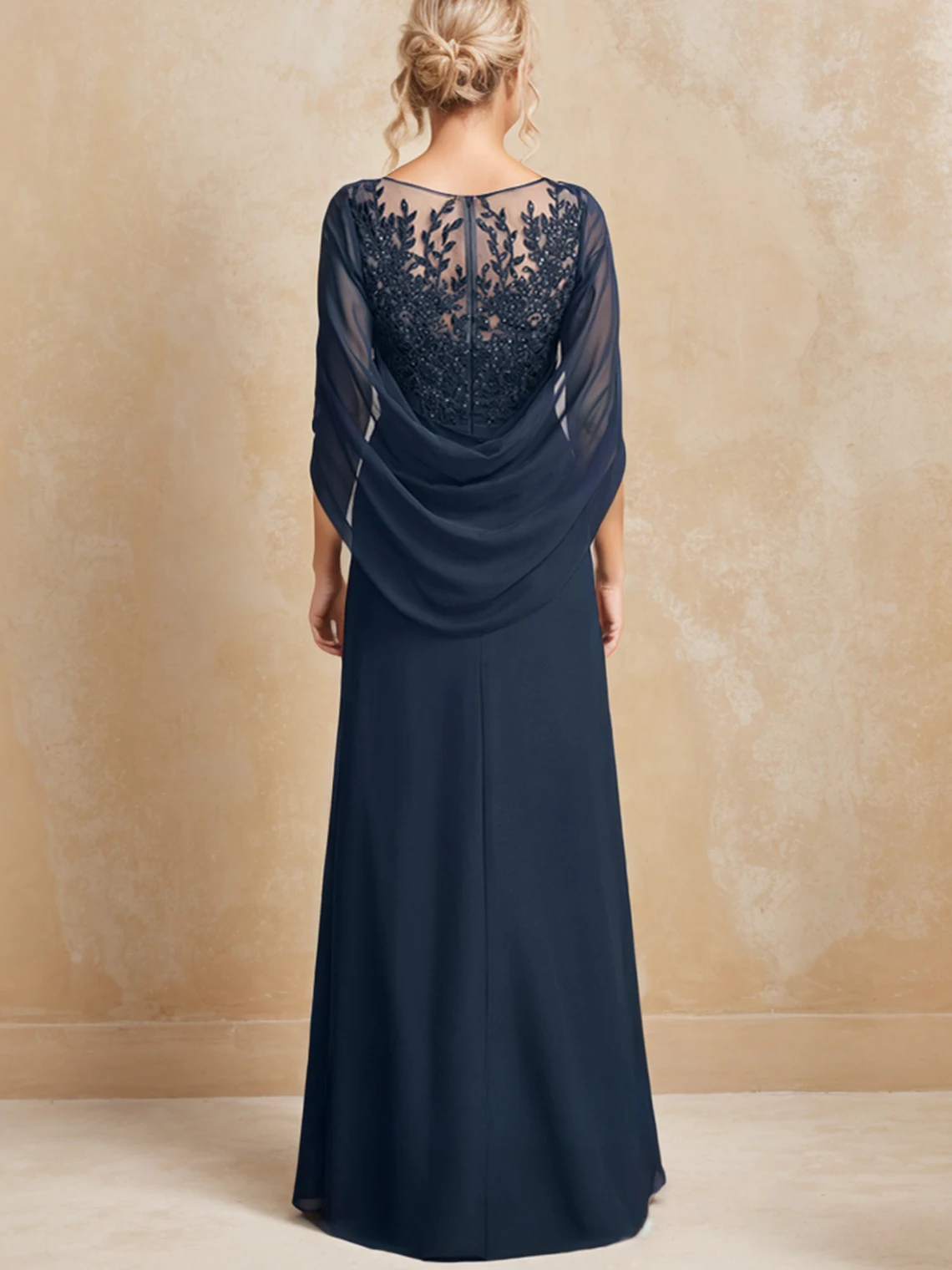 Элегантное полуплатье для матери невесты с круглым вырезом, длиной до пола, шифоновое вечернее платье с аппликацией и бисером, 2025 г., бесплатно по индивидуальному заказу