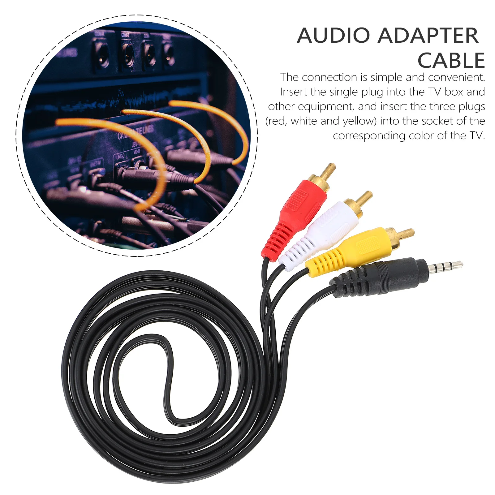 

2 Pcs Cable Data Soft Audio Video Adapter AUX Copper Splitter PVC Material Excellent Transmission Long Use Movies