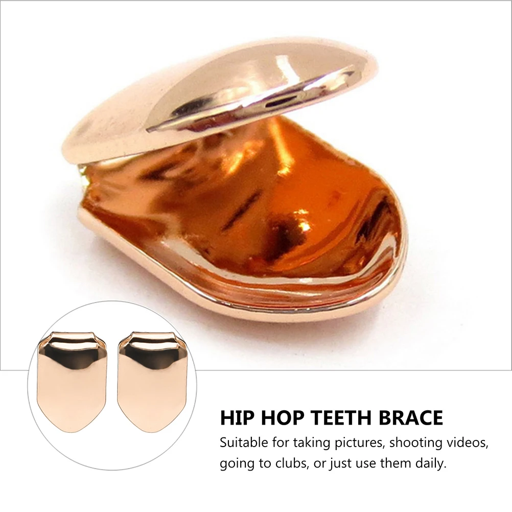 4 pezzi placcati in oro con denti singoli Grill Hip Hop Bretelle Caps per uomo Donna Halloween Party Club Evento Uso quotidiano Stile rapper