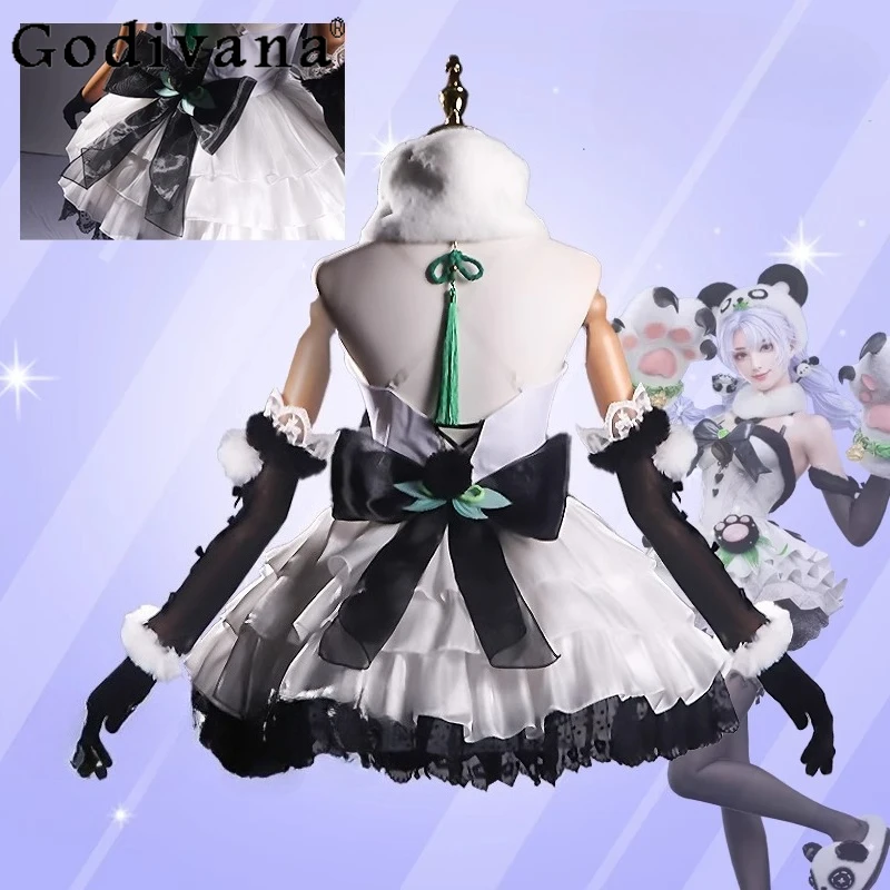 팬더 애니메이션 게임 드레스 여성용 코스프레 의상 2 차원 롤 플레잉 드레스 여성 카니발 애니메이션 복장