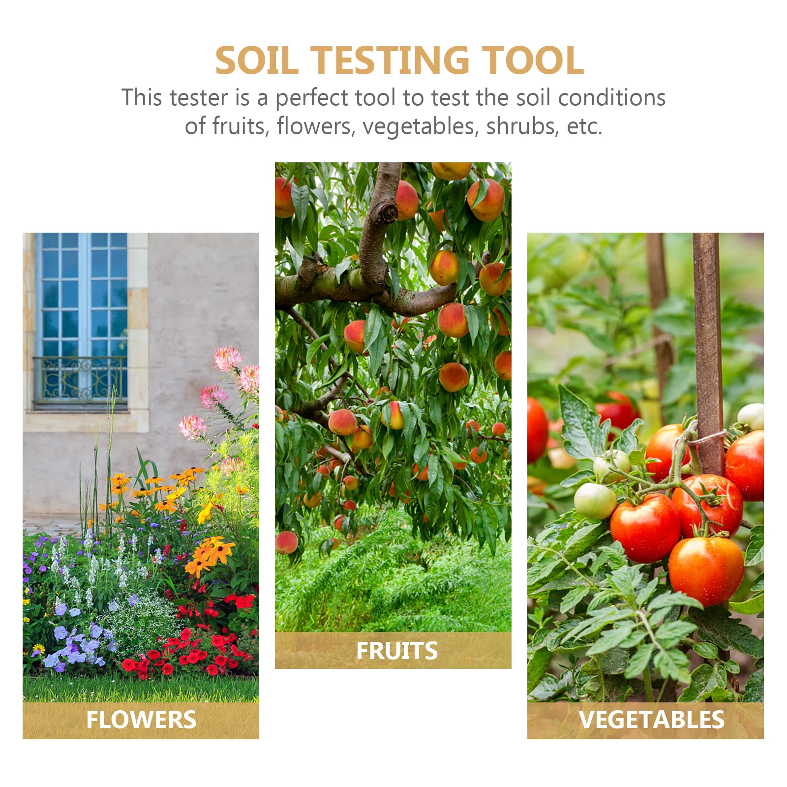 البستنة ثلاثة في واحد اختبار التربة أداة قياس درجة الحموضة الدقيقة للفواكه والزهور والخضروات عملية سهلة عالية الدقة