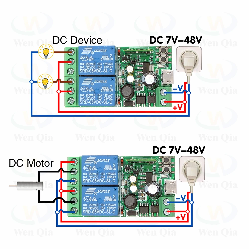 EWelink 2 CH WiFi Smart Switch,5V 12V 24V 48V Relay,Timer Module,Alexa Google Home Voice Control,for Remote Control Light/Motor