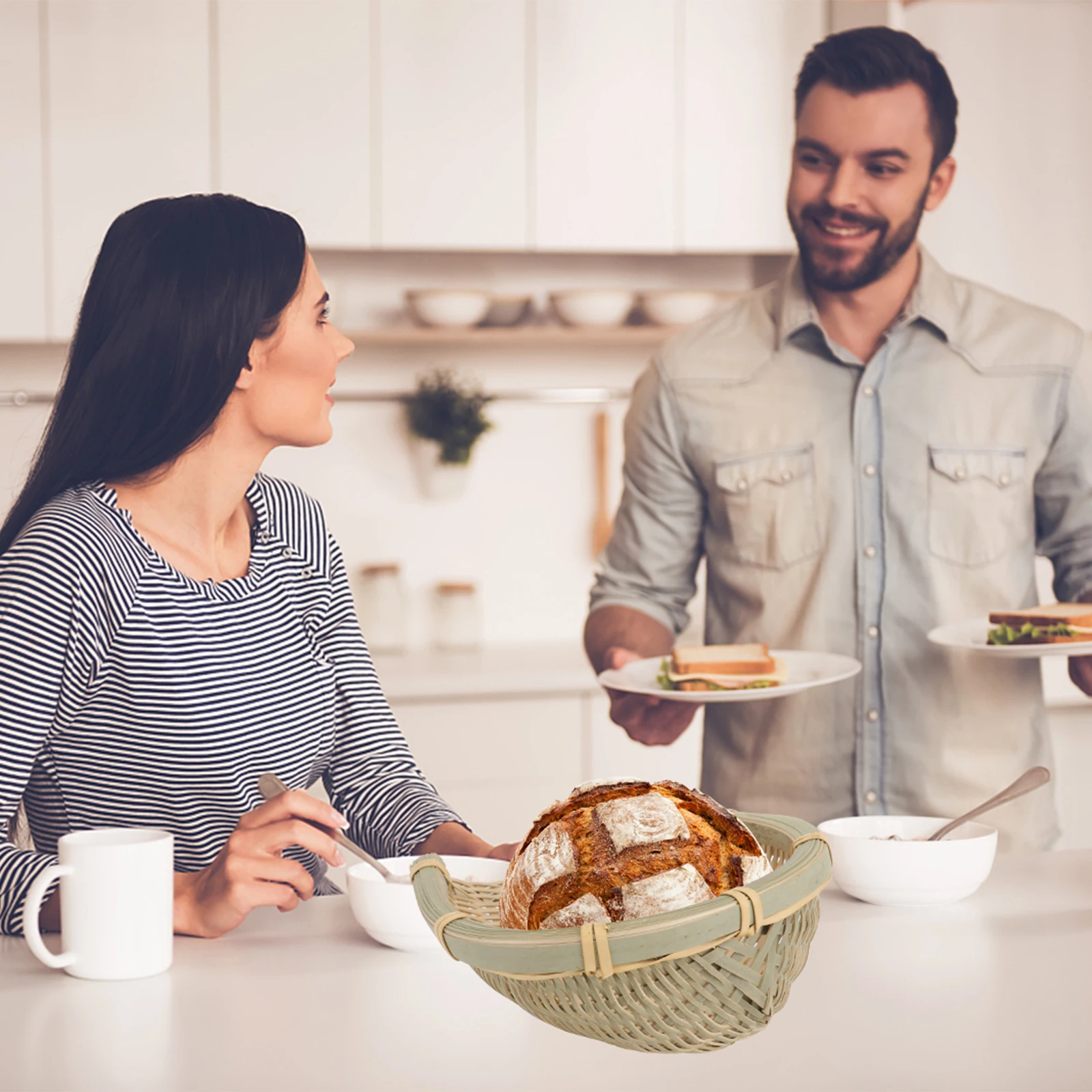 

Bamboo Dustpan Wicker Basket Large Fruit Wall Decor Food Tray Handles Baskets Storage Boxes Woven Container Home Supply Kitchen