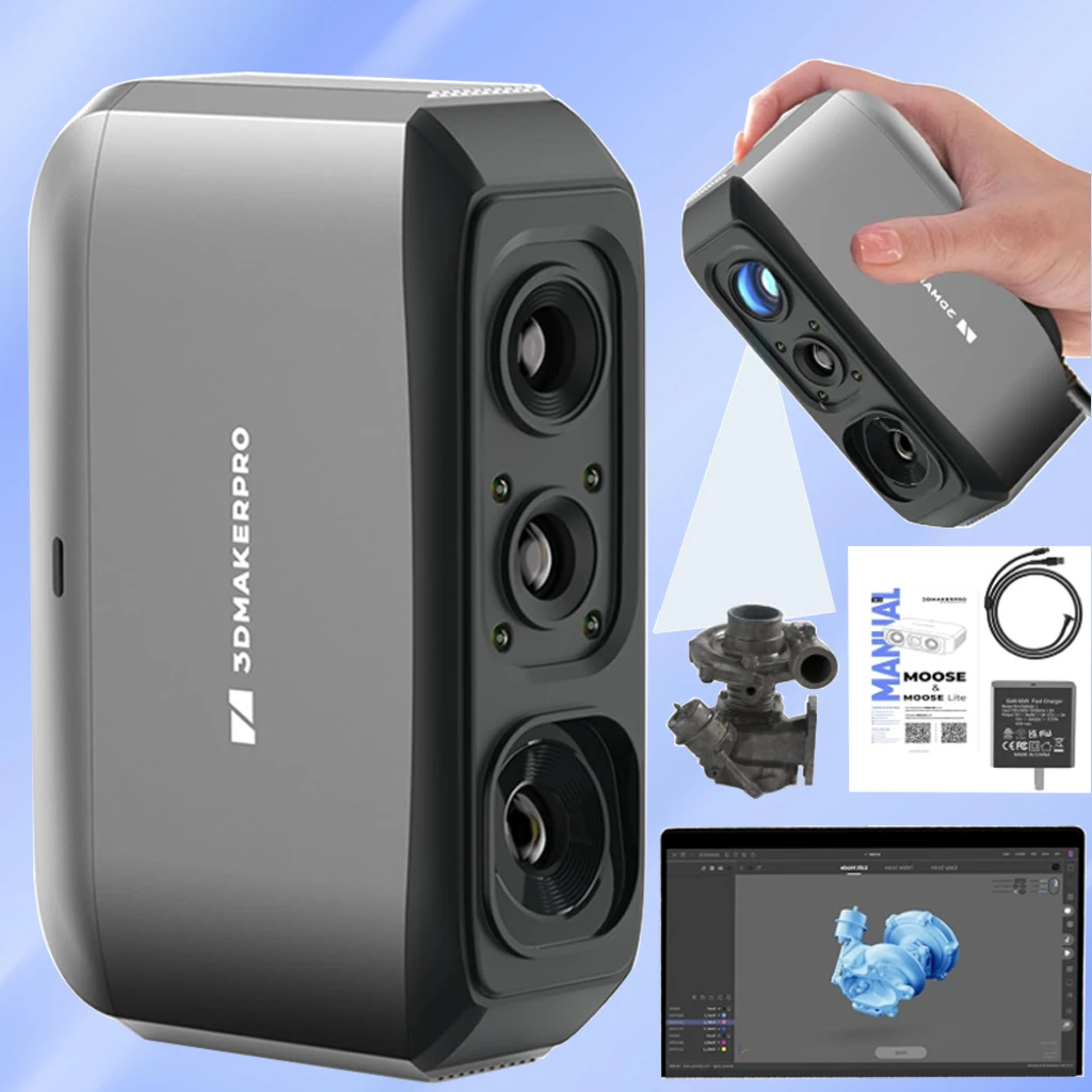 

3D Scanner Moose Lite for 3D Printing Handheld 3D Model Scanner with 0.05mm High Detailed Precision, 10FPS Scanning Speed