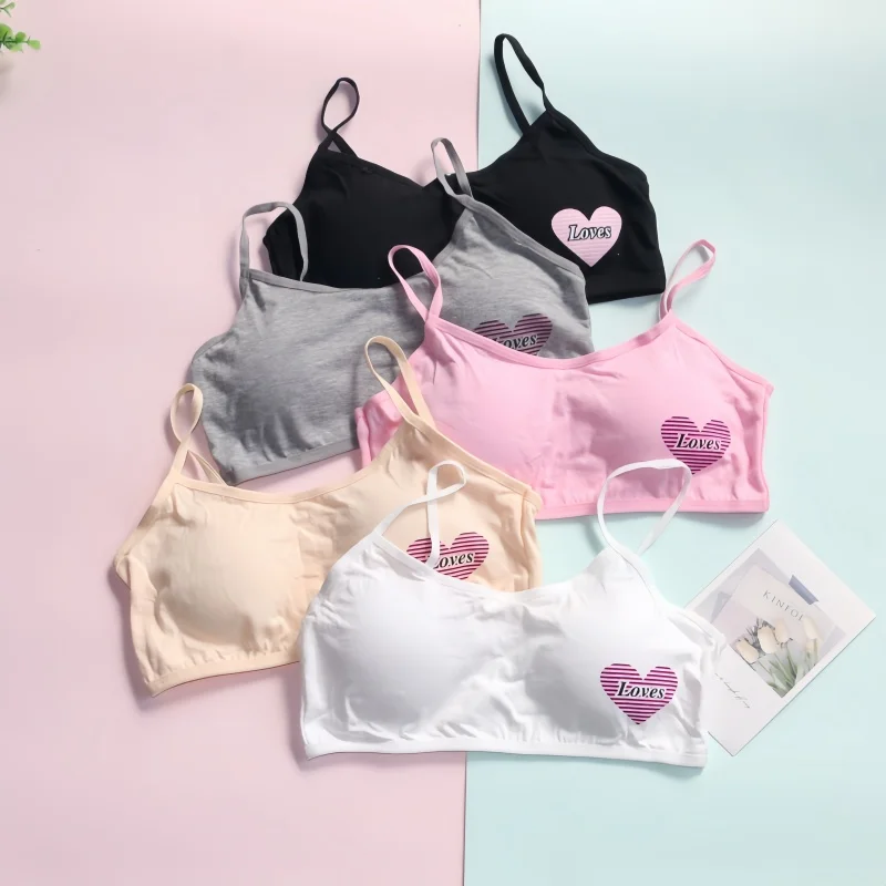 رسالة الرياضة الفتيات الصغيرات الصدرية لطيف القطن موضوع التدريب في سن المراهقة الملابس الداخلية الطبيعية حبال سترة الموضة 5 ألوان