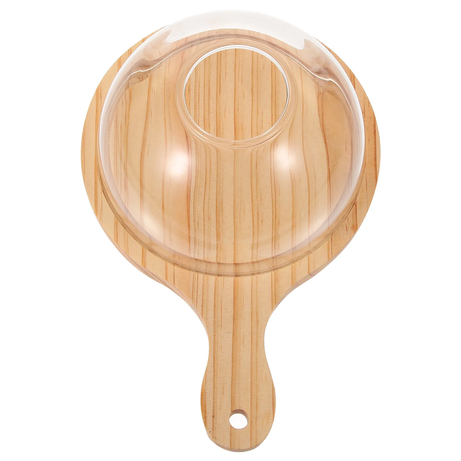 

15Cm Glass Dome Cover For Smoking Dish Dessert Display With Wooden Plate Heat Resistant Food Serving Cloche Dome Lid Smoke