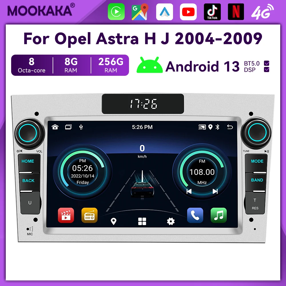 Car Radio For Opel Astra H J 2004 Vectra Vauxhall Antara Zafira Corsa C D Vivaro Meriva Veda Wireless CarPlay Auto Multimedia BT