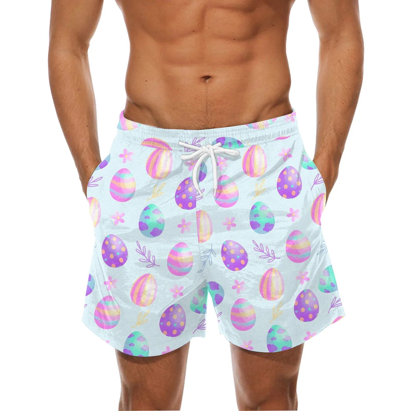 

Mens 3d Easter Eggs Printing Pocket Shorts Spring Men Trunks Swim Summer Beach Short Pants Clothing Swimwear Swimsuits Sunday