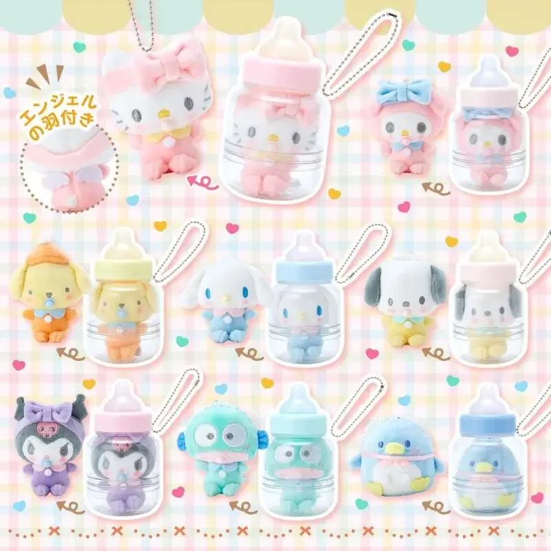 

Sanrio мультфильм плюшевые подвески в виде бутылки Kuromi Melody Cinnamoroll смокинг Hangyodon Pochacco подвески игрушка для девочки подарок на день рождения