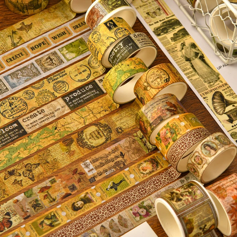 36 مجلدًا - مجموعة المذكرات الرجعية الأدب والشريط الورقي، تستخدم لمواد حفظ الكتب اليدوية، وكتب الخردة التي يمكنك صنعها بنفسك، وأجهزة الكمبيوتر المحمولة