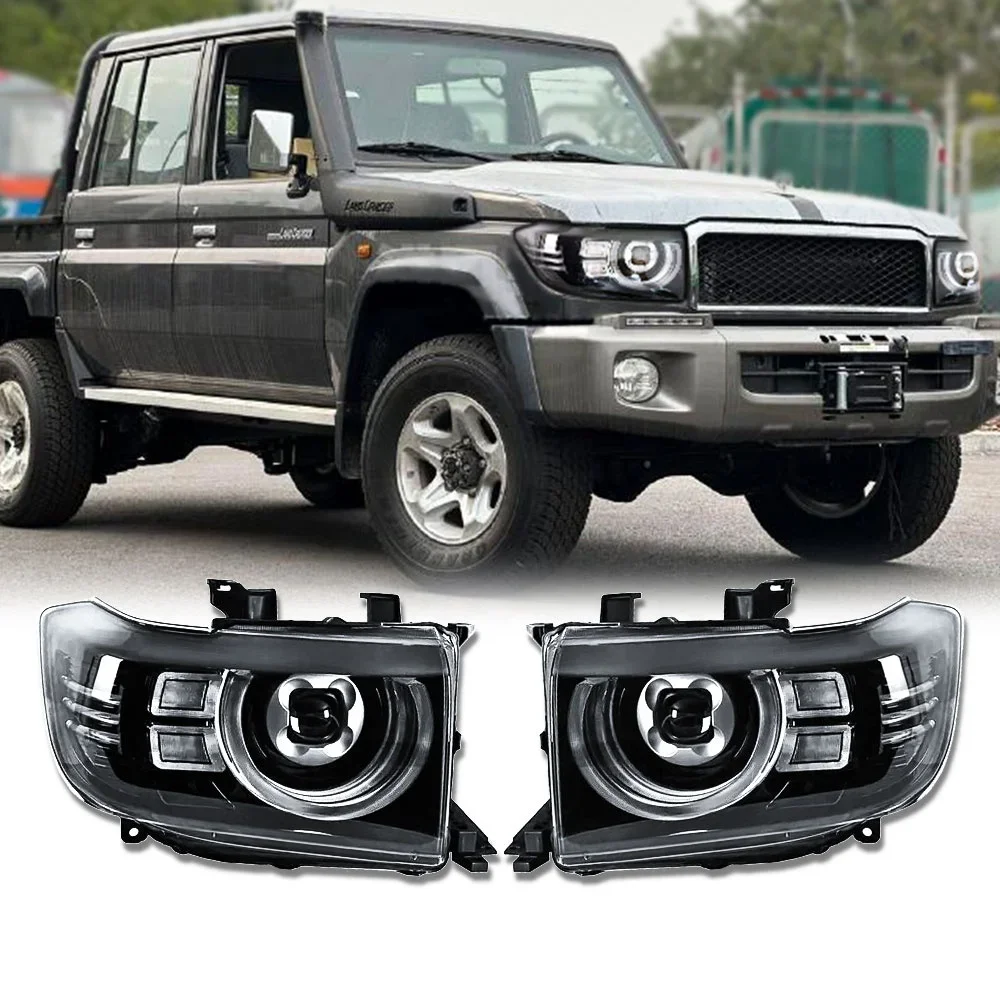 New All Black Front Light Upgrade Gr Style Led Headlight for Land Cruiser 70 79 75 Series Fj70 Lc79 Fj79 2007 2016