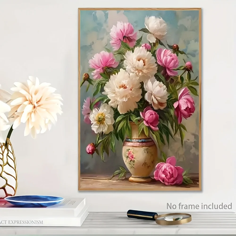 ملصق فني جميل من قماش الفاوانيا - ديكور حائط بدون إطار لغرفة المعيشة وغرفة النوم والمكتب