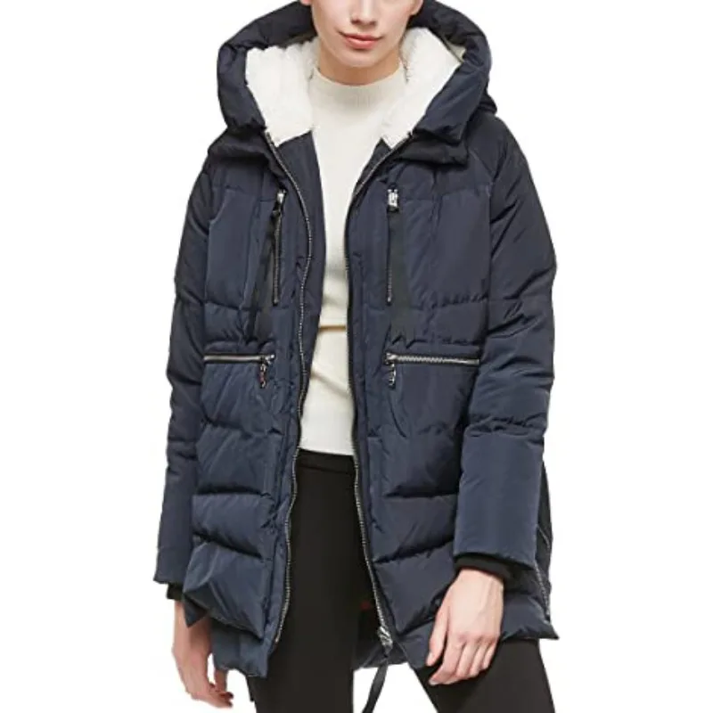 Chaqueta de algodón con capucha y Bolsillo grande holgada de longitud media europea y americana nuevo en Stock abrigo Amazon ropa de mujer de comercio exterior