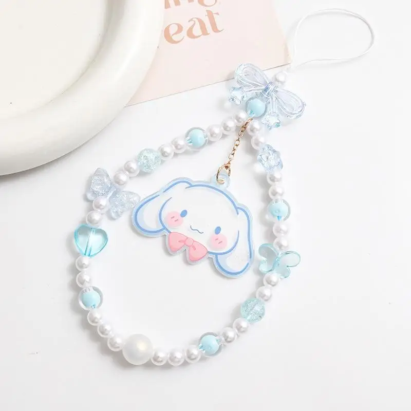 سلسلة الهاتف المحمول حبل معلق الديكور مرحبا كيتي Kuromi مطرز حقيبة قلادة المفاتيح جراب هاتف مكافحة فقدان الحبل