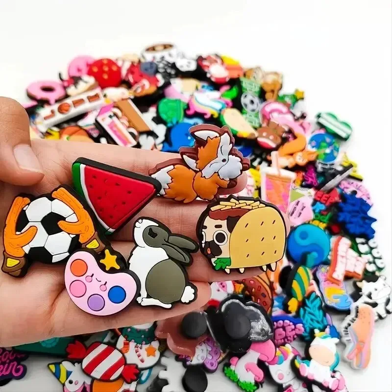 Random 10-200Pcs Non-Repeat Shoe Charms for Sandals, Beach Bags, PVC DIY Shoe Decorations Accessories Charms Cartoon Shoe Charms image 2