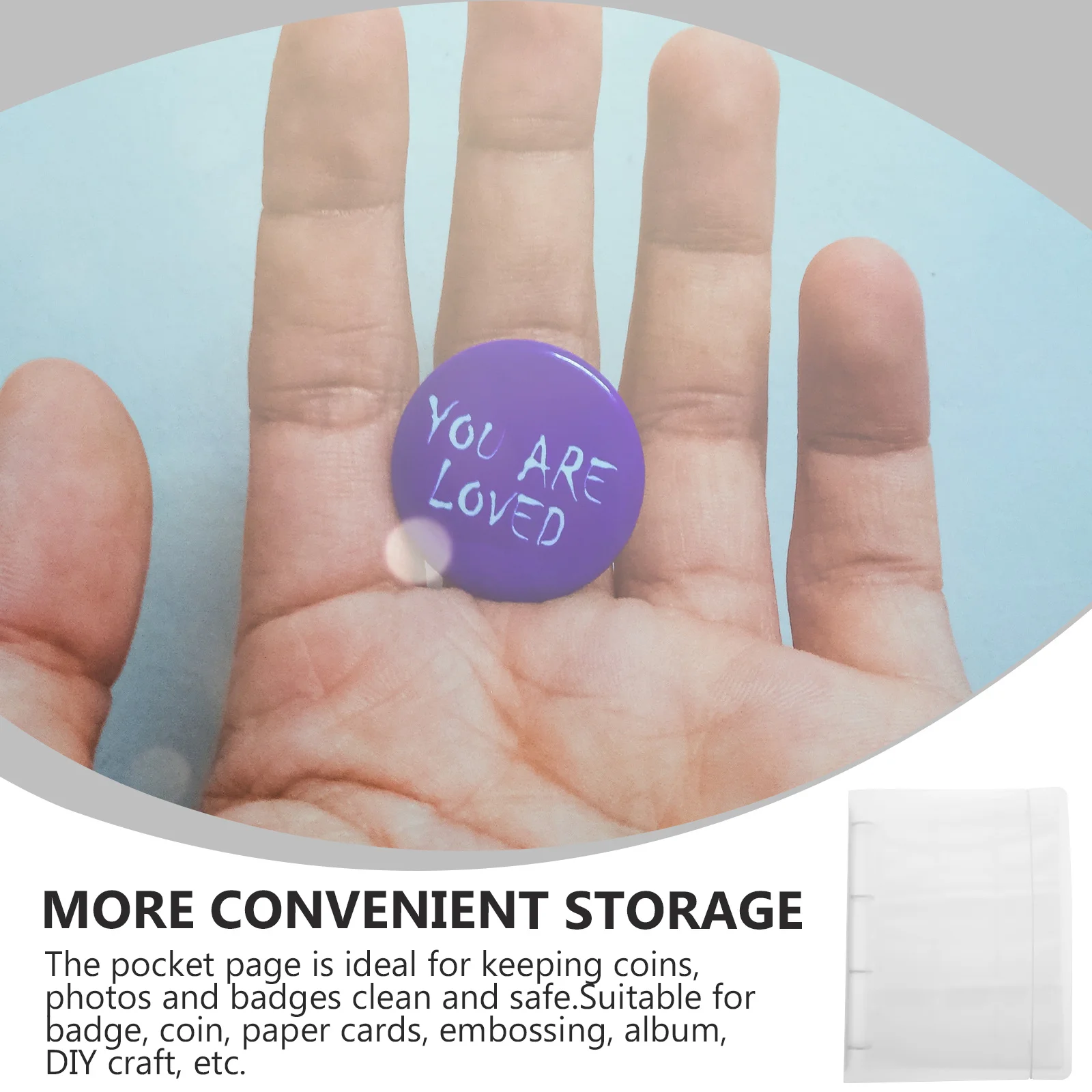 1Set Coin Collection Book Page Thick Transparent Organizer for Badges Stamps Cards Memory Keepsake Album Protector Pockets