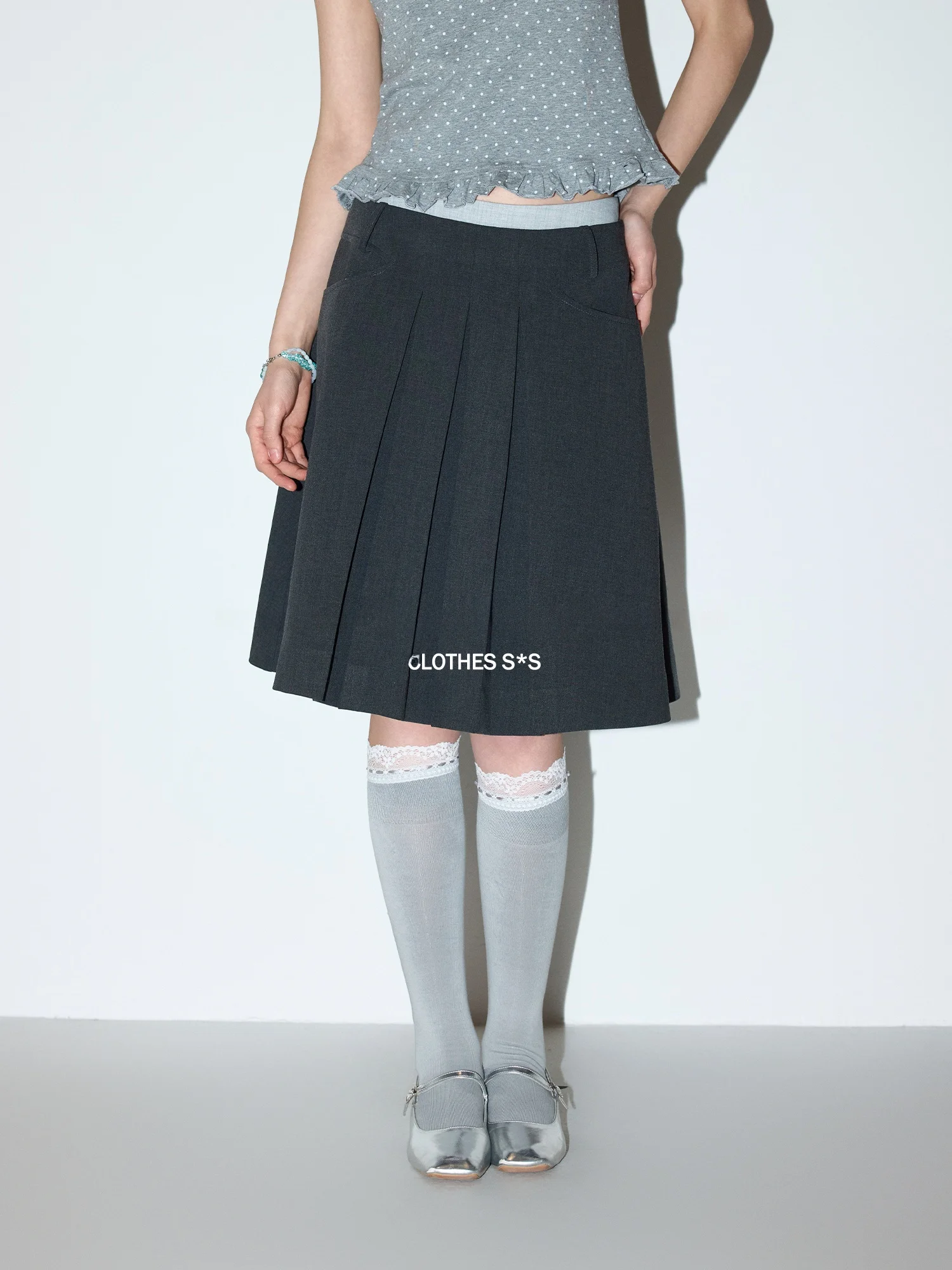 

MoodBerry American Retro Color Suiting Skirt Women's Spring Commute Versatile Midi Skirt Polyester Cotton Spandex