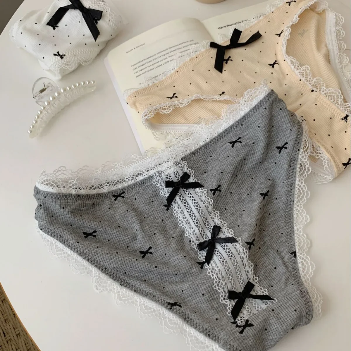 2025 Sizzling! Japanese Style Low Waist Lace Panties Sexy Ultra Thin | Bow Adorned Triangle Underwear, Embodying Summer's Allure