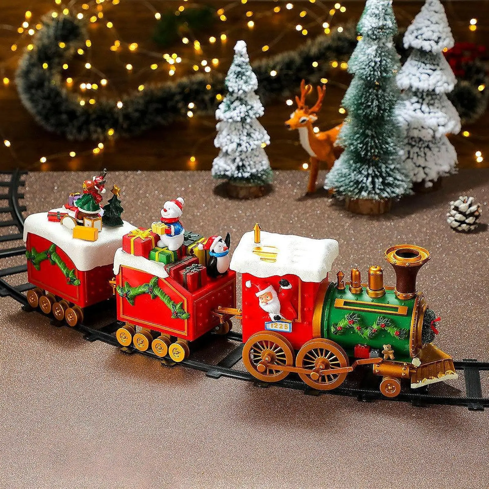 Christmas Train Set Birthday Gifts Around Under The Christmas Tree Electric Train Track Playset for 3 Years Old and up Children