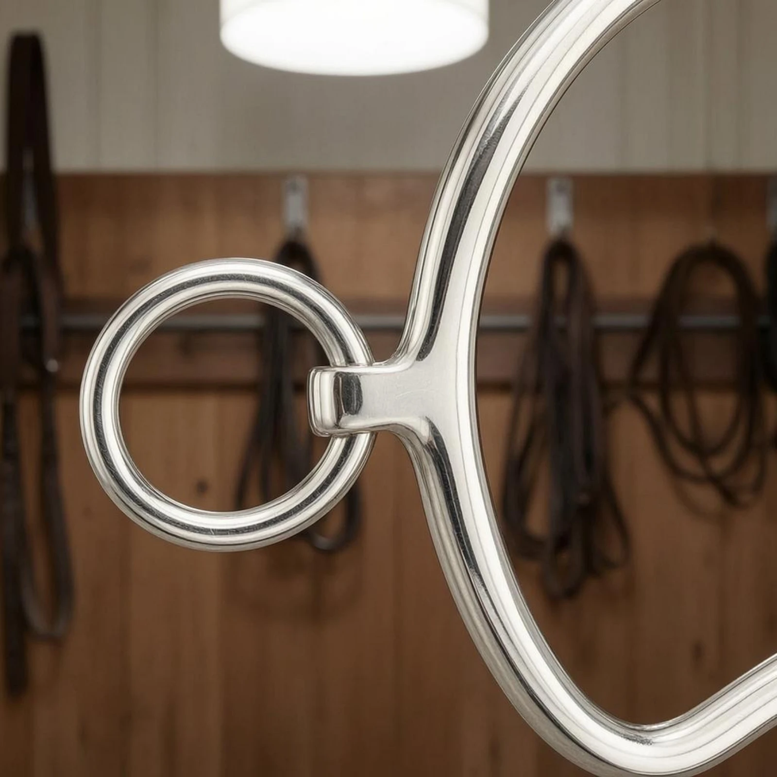 

Symmetrical Three-ring Horse Bit Curved Profile Shiny Silver Mouthpiece Horse Gear for Riding Setup
