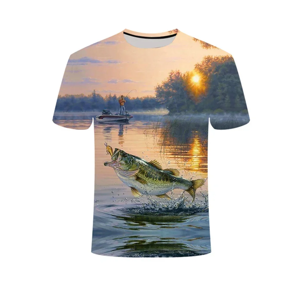 Funny Fishinger Carp Fish Fisherman T Shirt Men Short Sleeve Polyester fiber T-shirts Man Camisetas Cool Summer T-shirt