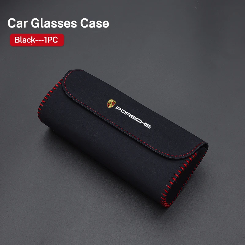 Car Sun Visor Glasses Case Organizer Glasses Storage Box Holder For Porsche Cayenne Panamera Macan 911 718 Cayman Taycan Boxster